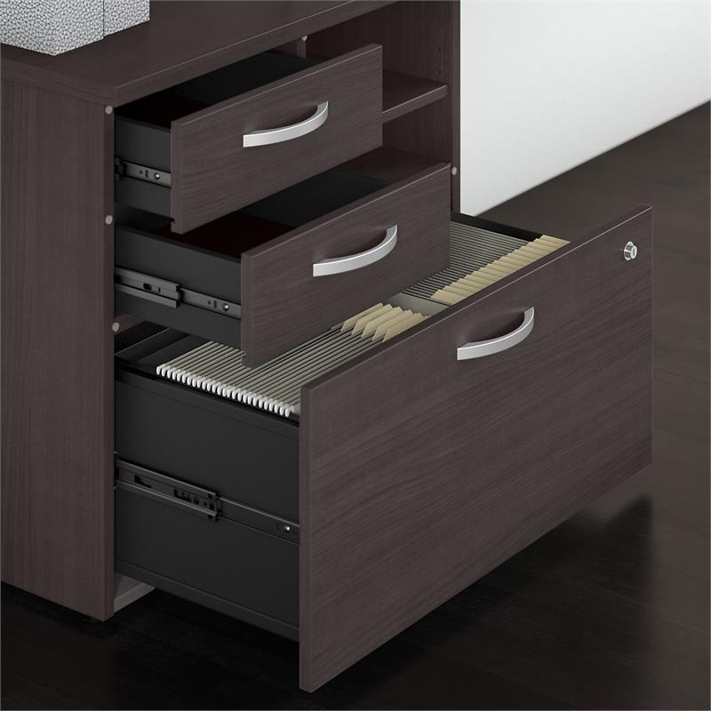 Atlin Designs Modern Office Storage Cabinet with Drawers in Storm Gray