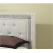 Atlin Designs Modern Faux Leather Queen Bed with Crystal Tufted Buttons in White