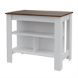 Atlin Designs Modern Engineered Wood Kitchen Island in White/Walnut