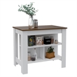 Atlin Designs Modern Engineered Wood Kitchen Island in White/Walnut