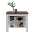 Atlin Designs Modern Engineered Wood Kitchen Island in White/Walnut
