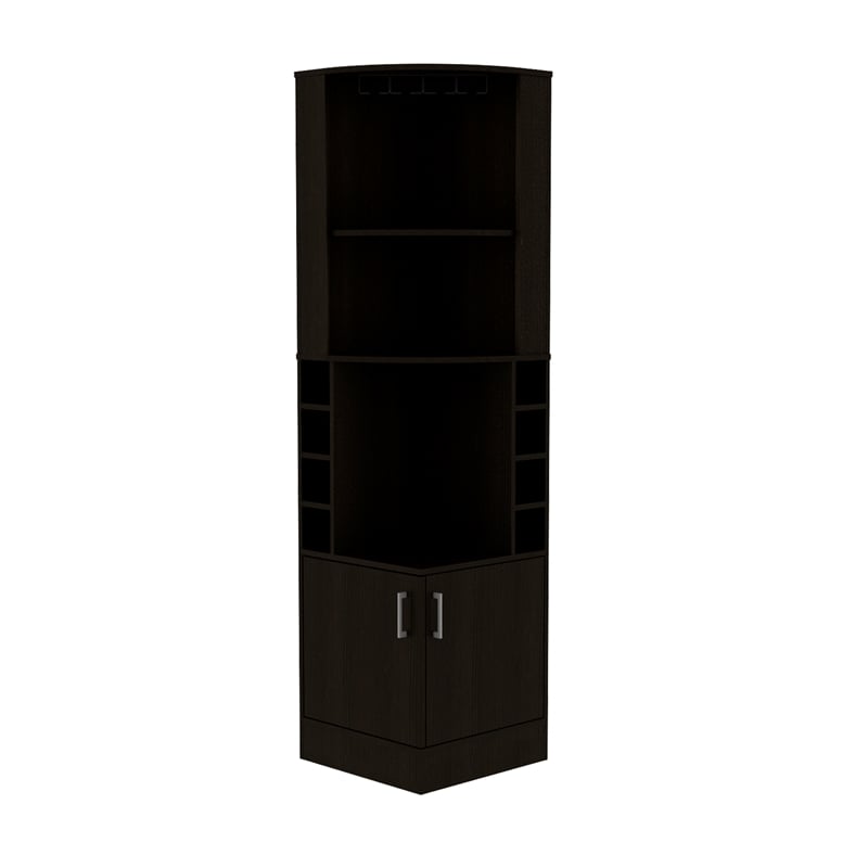 Atlin Designs Modern Corner Bar Cabinet in Black