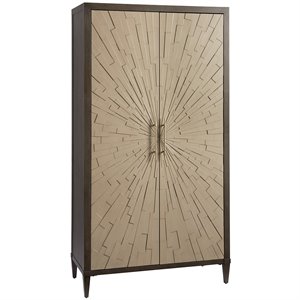 atlin designs contemporary starburst wood armoire in gold and brown