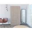 Atlin Designs Three-Door Modern Engineered Wood Bedroom Armoire in Walnut Gray