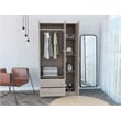 Atlin Designs Three-Door Modern Engineered Wood Bedroom Armoire in Walnut Gray