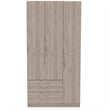 Atlin Designs Three-Door Modern Engineered Wood Bedroom Armoire in Walnut Gray