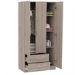 Atlin Designs Three-Door Modern Engineered Wood Bedroom Armoire in Walnut Gray