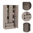 Atlin Designs Three-Door Modern Engineered Wood Bedroom Armoire in Walnut Gray