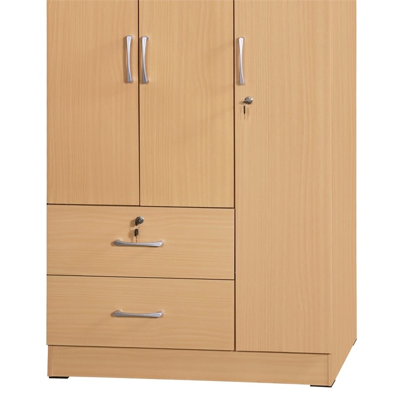 Atlin Designs Contemporary 3-Door and 2-Drawer Bedroom Wardrobe in Maple