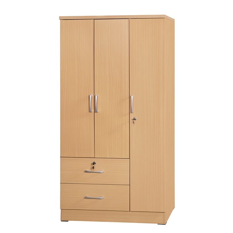 Atlin Designs Contemporary 3-Door and 2-Drawer Bedroom Wardrobe in Maple