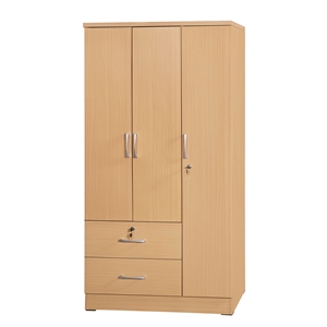 atlin designs contemporary 3-door and 2-drawer bedroom wardrobe in maple