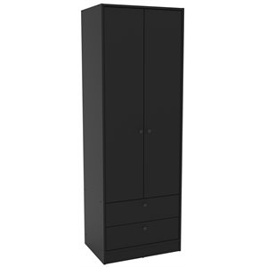 atlin designs contemporary wood 2-door and 2-drawer wardrobe in black