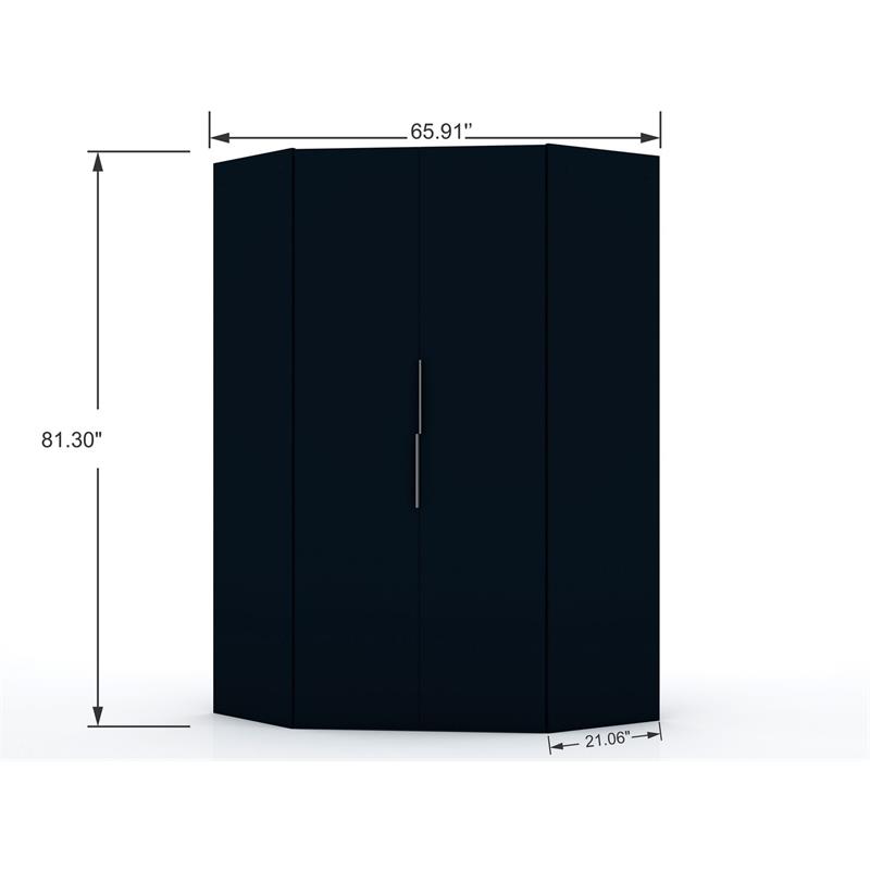 Atlin Designs Contemporary Wood Corner Wardrobe Closet in Midnight Blue