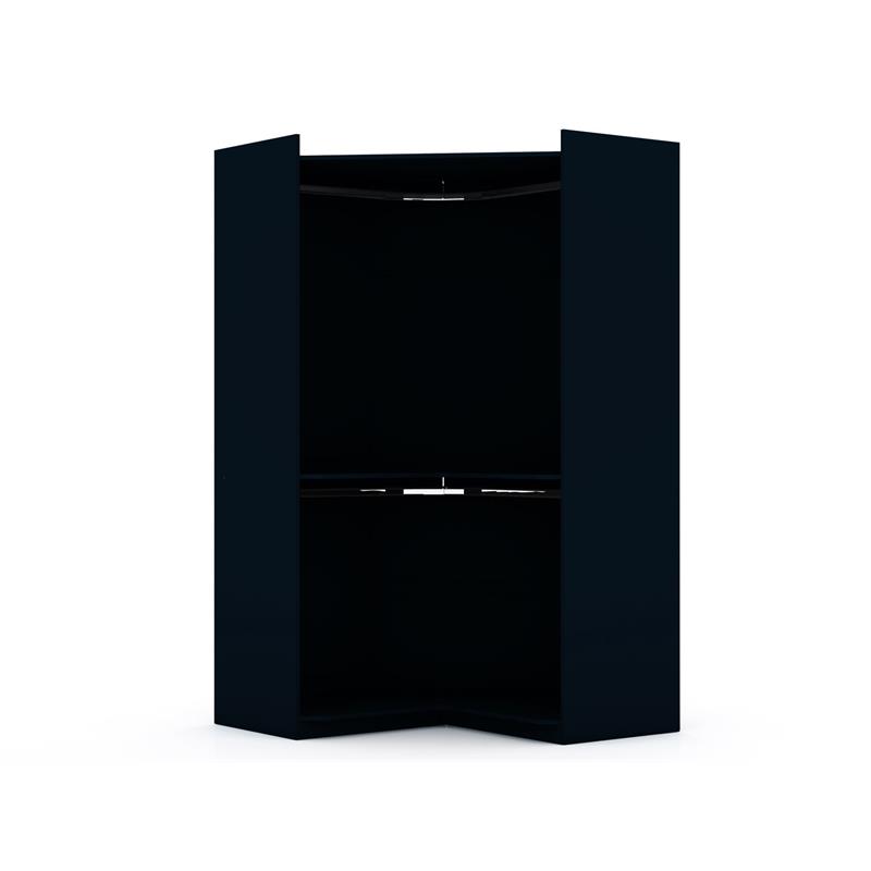 Atlin Designs Contemporary Wood Corner Wardrobe Closet in Midnight Blue