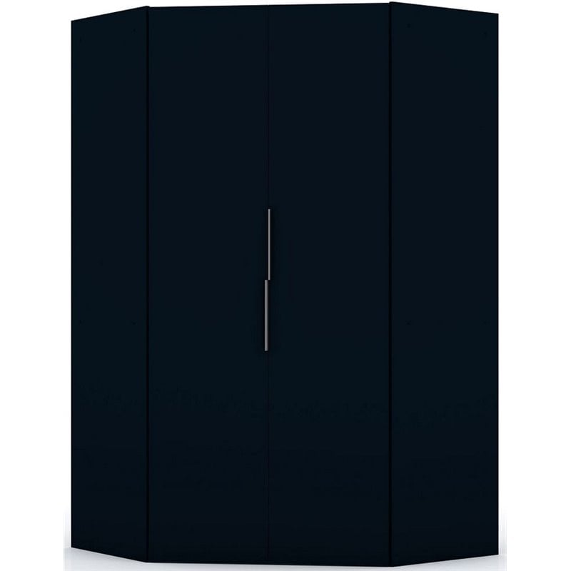 Atlin Designs Contemporary Wood Corner Wardrobe Closet in Midnight Blue