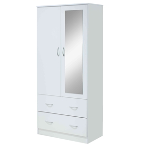 Atlin Designs Contemporary Wood 2-Door and 2-Drawer Armoire in White