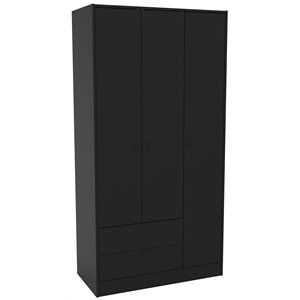 atlin designs contemporary wood 3-door and 2-drawer wardrobe in black
