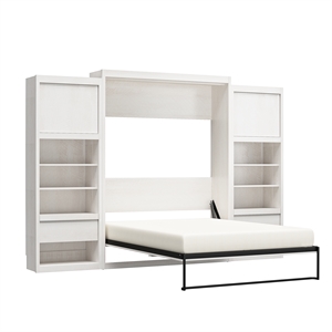atlin designs contemporary queen wall bed cabinet bundle in ivory oak