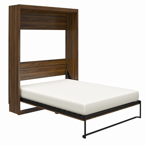 atlin designs queen murphy wall bed with memory foam mattress in walnut