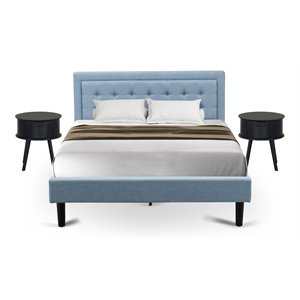 Atlin Designs 3-piece Wood Platform Bedroom Set in Denim Blue