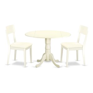 Atlin Designs 3-piece Dining Set with Leather Seat in Linen White