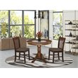 Atlin Designs Antique 3-piece Dining Set w/ Linen Fabric Seat in Mahogany