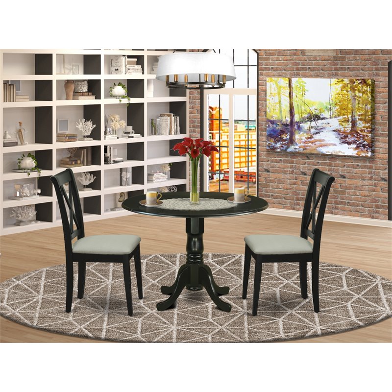 Atlin Designs Wood Dining Set with Linen Fabric Seat in Black