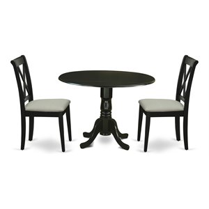 Atlin Designs Wood Dining Set with Linen Fabric Seat in Black