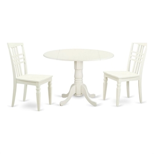 Atlin Designs 3-piece Dining Set with Wood Seat in Linen White