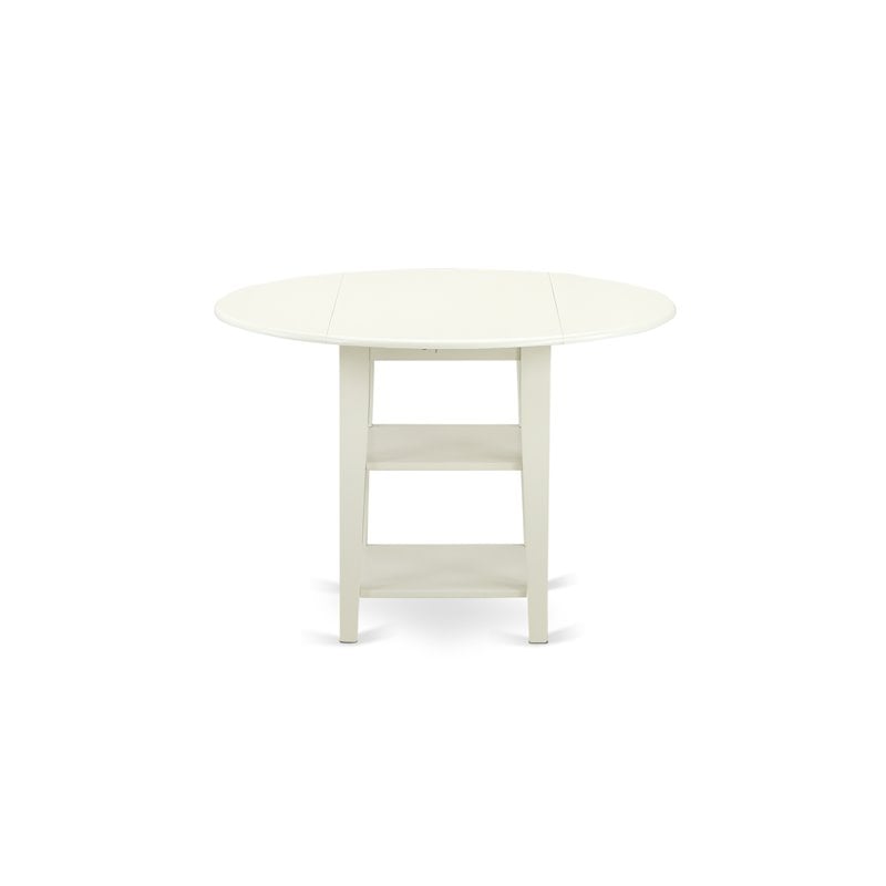Atlin Designs Wood Dining Table with 2 Shelves in Linen White