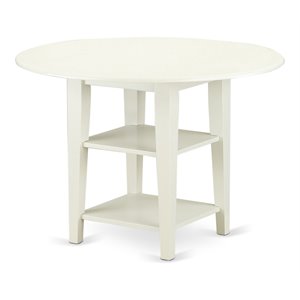 atlin designs wood dining table with 2 shelves in linen white
