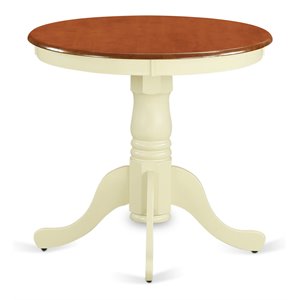 atlin designs round rubber wood dining table in cream/cherry
