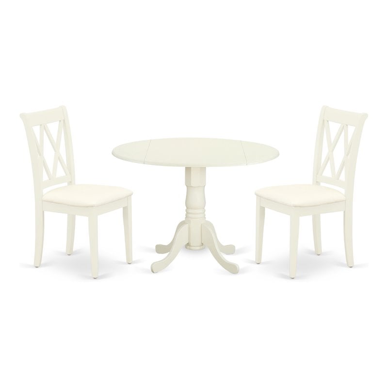 Atlin Designs Wood Dining Set with Linen Fabric Seat in White