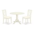 Atlin Designs Wood Dining Set with Linen Fabric Seat in White