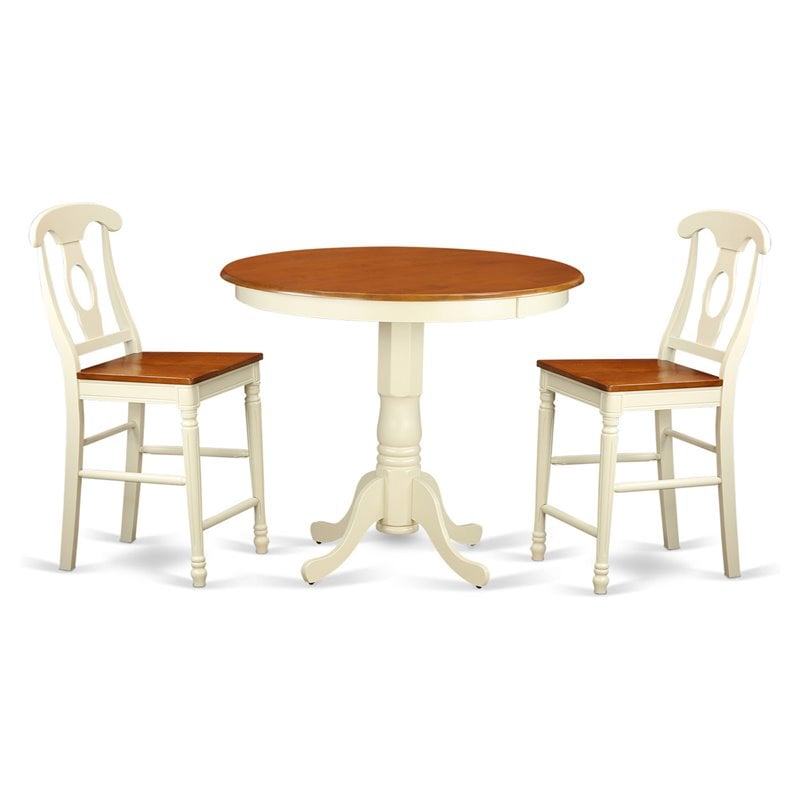 Atlin Designs 3-piece Wood Dining Table Set in Buttermilk/Cherry