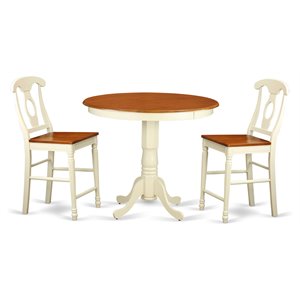 Atlin Designs 3-piece Wood Dining Table Set in Buttermilk/Cherry