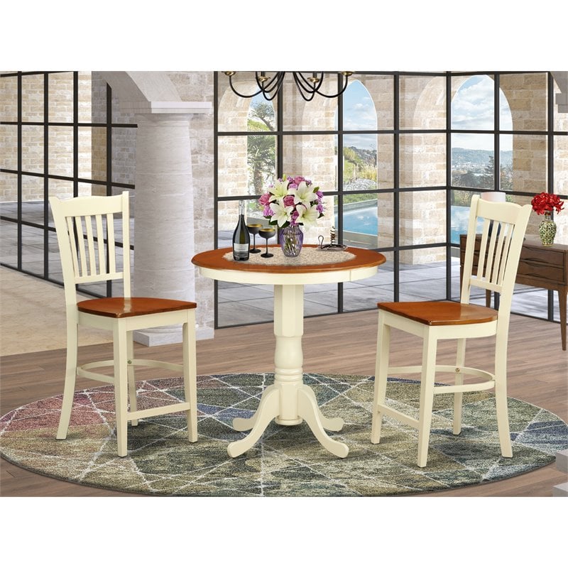 Atlin Designs 3-piece Wood Dining Set in Buttermilk and Cherry