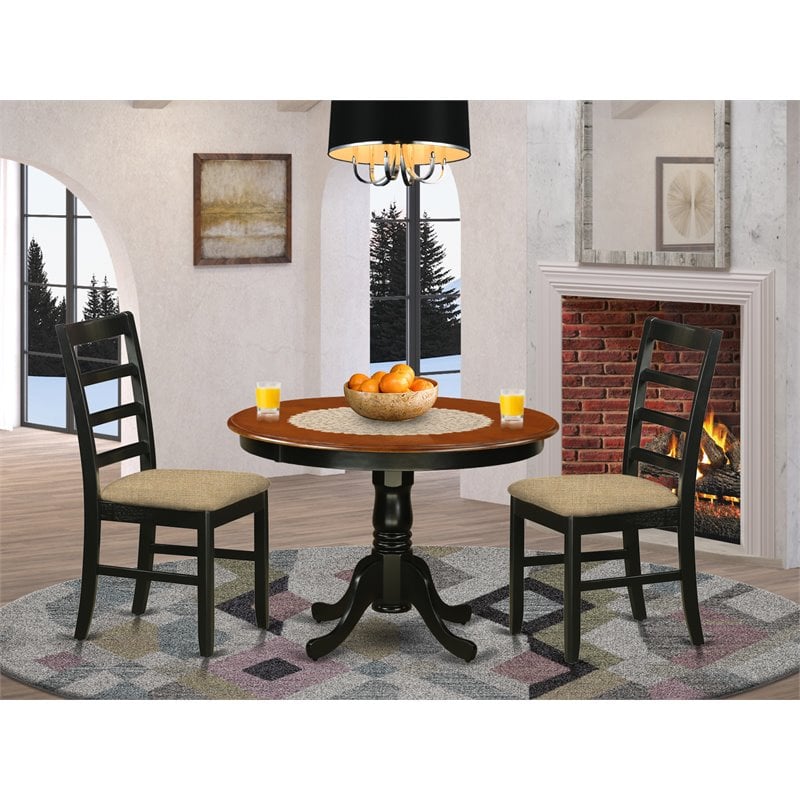 Atlin Designs 3-piece Dining Set with Fabric Seat in Black/Cherry