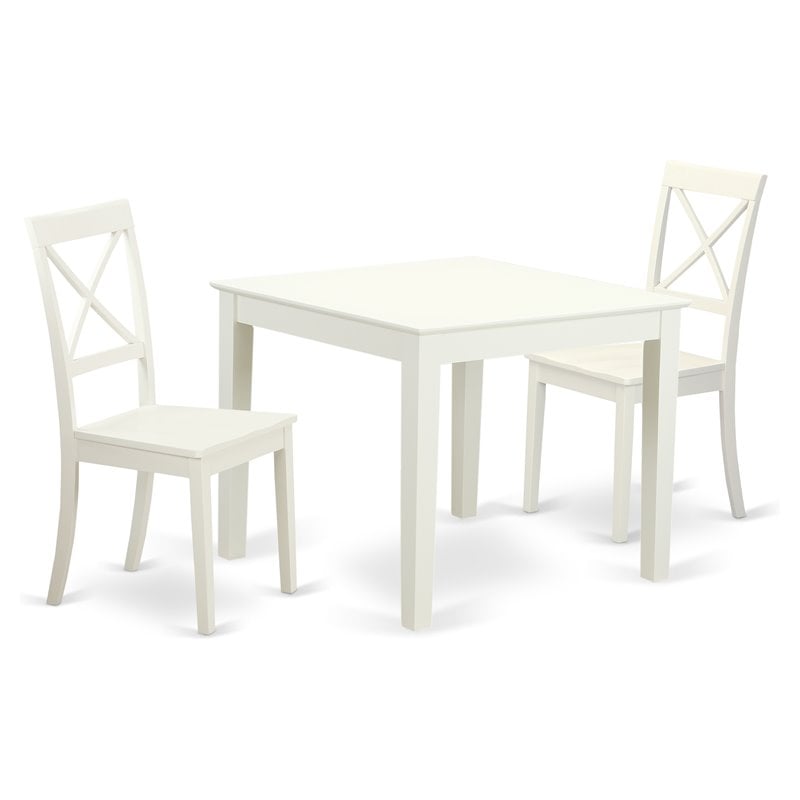 Atlin Designs 3-piece Dining Set with Square Table in Linen White
