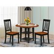 Atlin Designs 3-piece Dining Set with Wood Seat in Black/Cherry