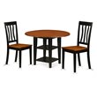 Atlin Designs 3-piece Dining Set with Wood Seat in Black/Cherry