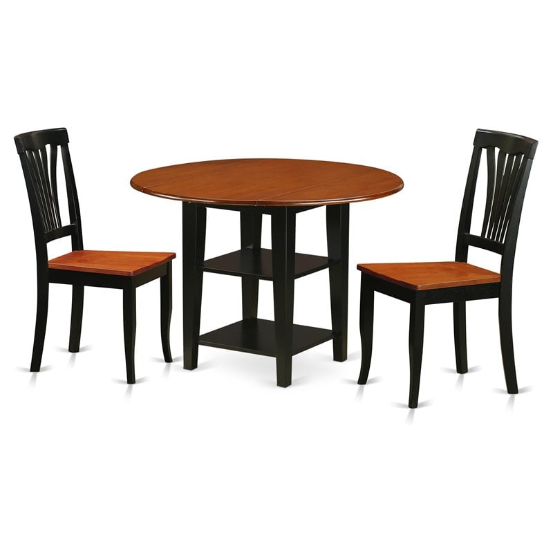 Atlin Designs 3-piece Dining Set with Wood Chairs in Black