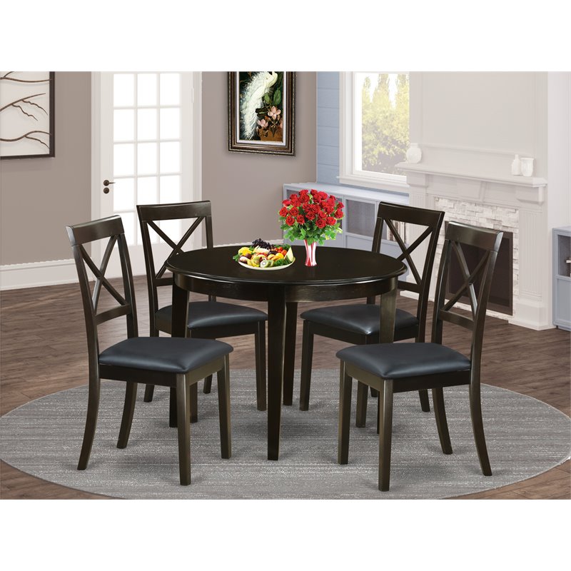 Atlin Designs 5-piece Wood Dining Set with 4 Chairs in Cappuccino