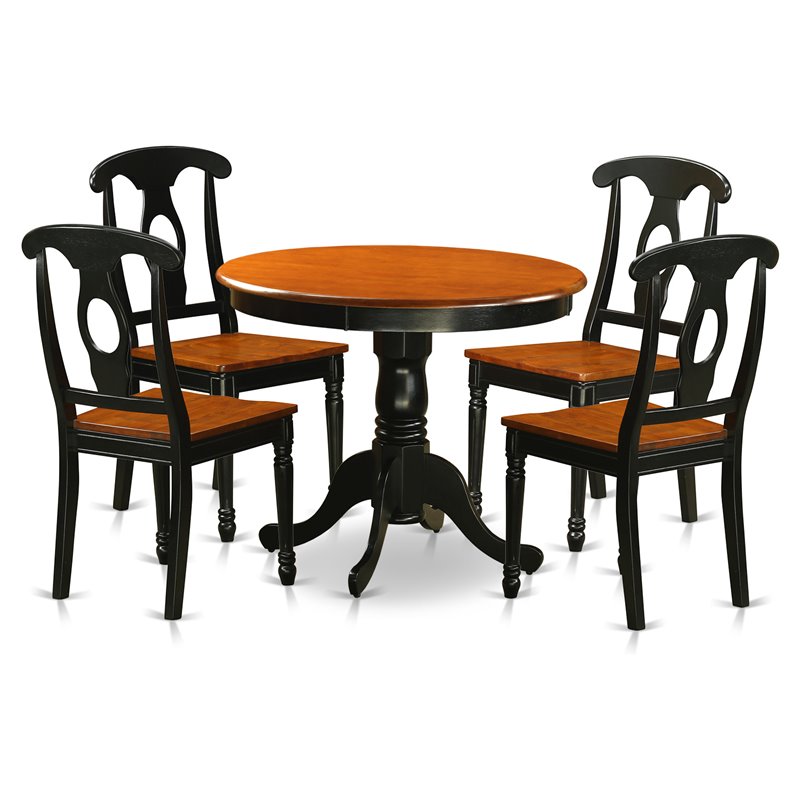 Atlin Designs Antique 5-piece Dining Set with Wood Chairs in Black/Cherry
