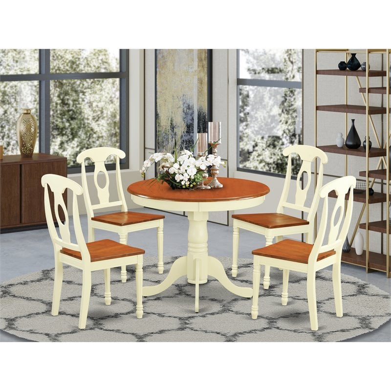 Atlin Designs Antique 5-piece Wood Table and Dining Chairs in Cherry
