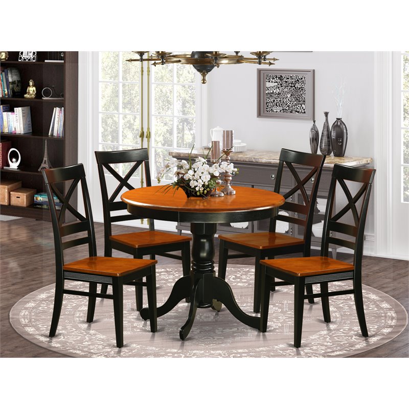 Atlin Designs Antique 5-piece Wood Chair and Table Set in Black and Cherry