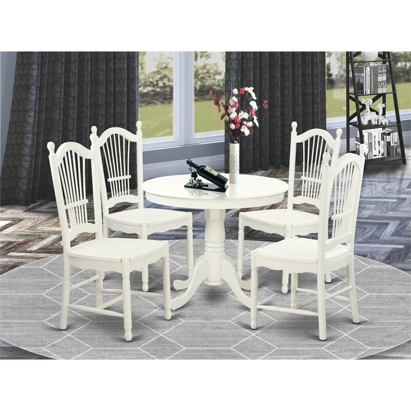 Atlin Designs Antique 5-piece Wood Table and Dinette Chairs in White