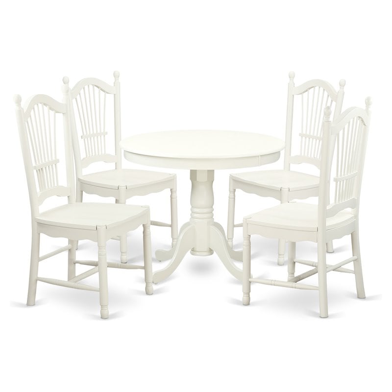 Atlin Designs Antique 5-piece Wood Table and Dinette Chairs in White
