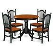 Atlin Designs Antique 5-piece Dining Set with Wood Seat in Black/Cherry