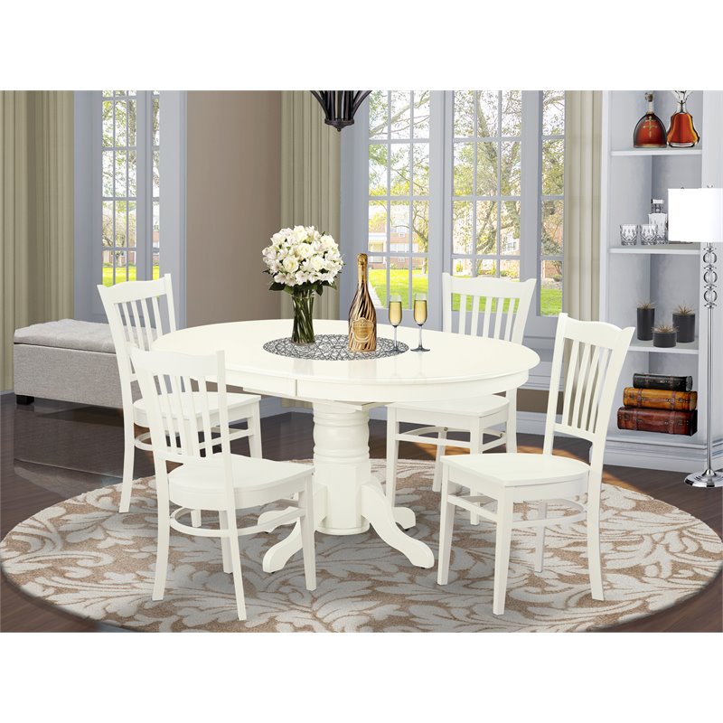 Atlin Designs 5-piece Wood Dining Room Set in Linen White